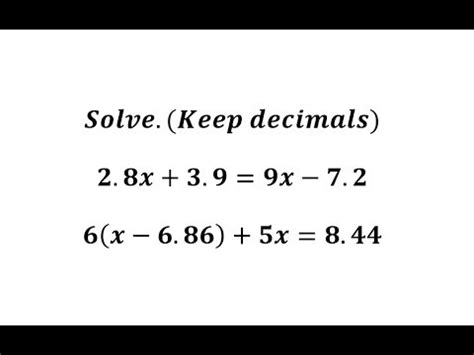 Solving the Equation with Decimals